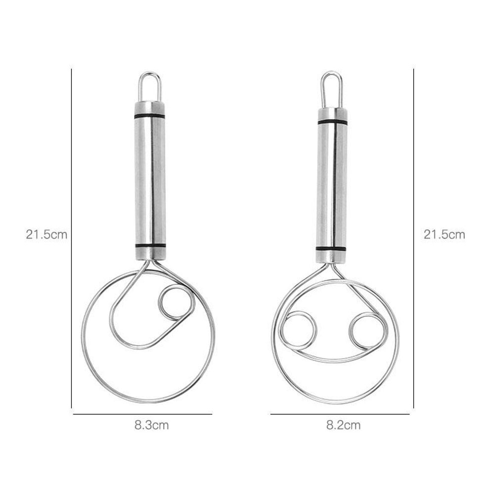 Stainless Steel Double Circle Dough Whisk Egg Beater Flour Mixer for Baking and Noodle Making
