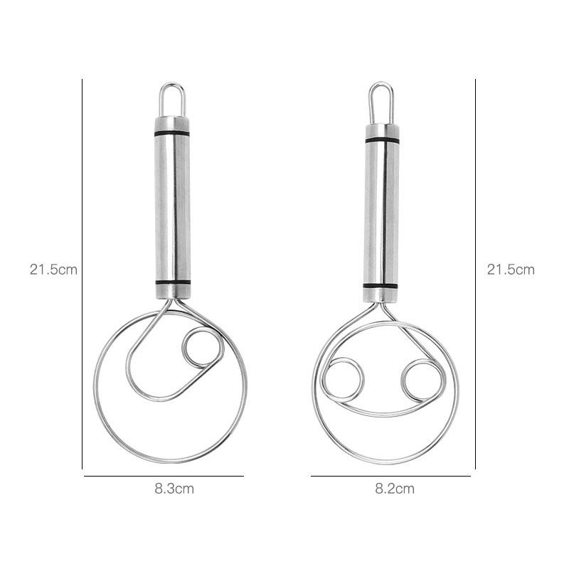 Stainless Steel Double Circle Dough Whisk Egg Beater Flour Mixer for Baking and Noodle Making