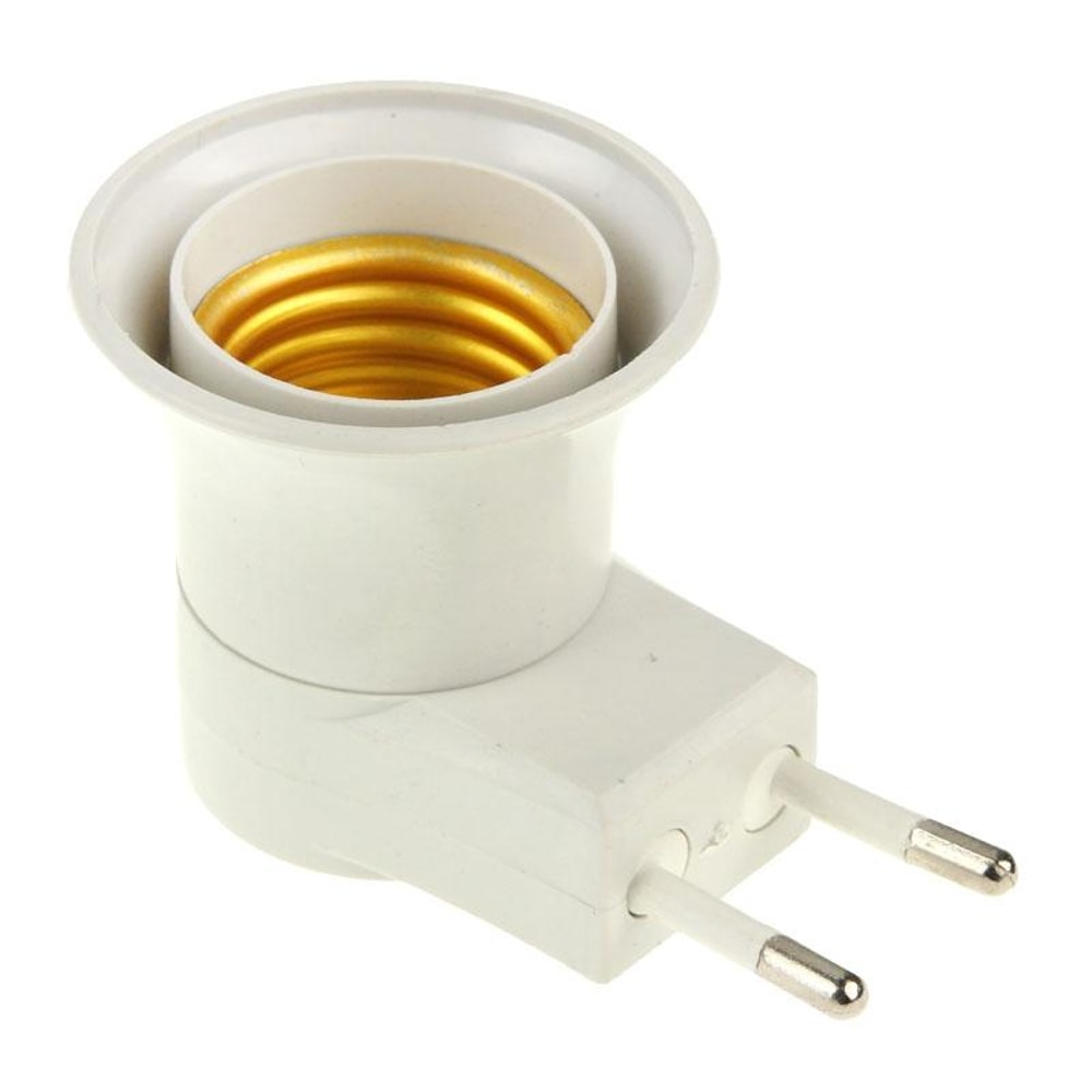 E27 Lamp Socket to EU Plug Adapter with Switch Heat-Resistant Bulb Holder