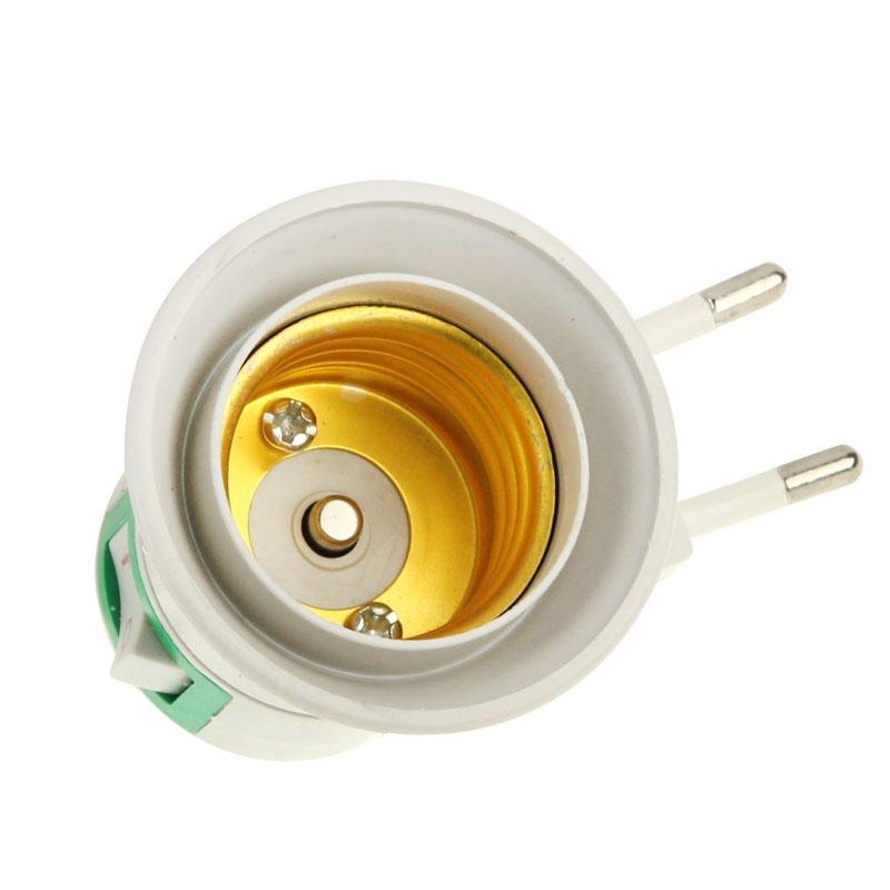 E27 Lamp Socket to EU Plug Adapter with Switch Heat-Resistant Bulb Holder