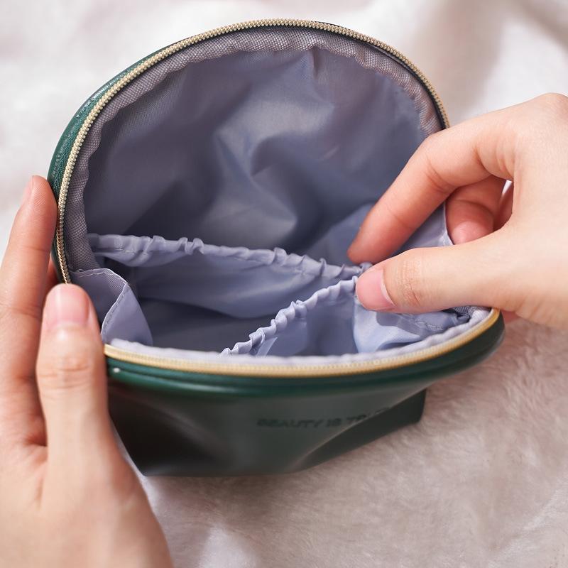 Waterproof PU Leather Makeup Organizer Bag With Compartments Portable Cosmetic Pouch 5