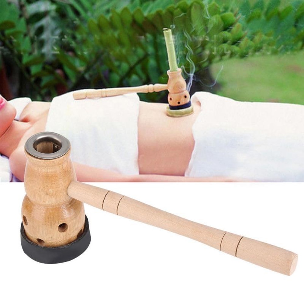 Wooden Gourd Moxibustion Box for Navel Therapy and Body Detox Massage