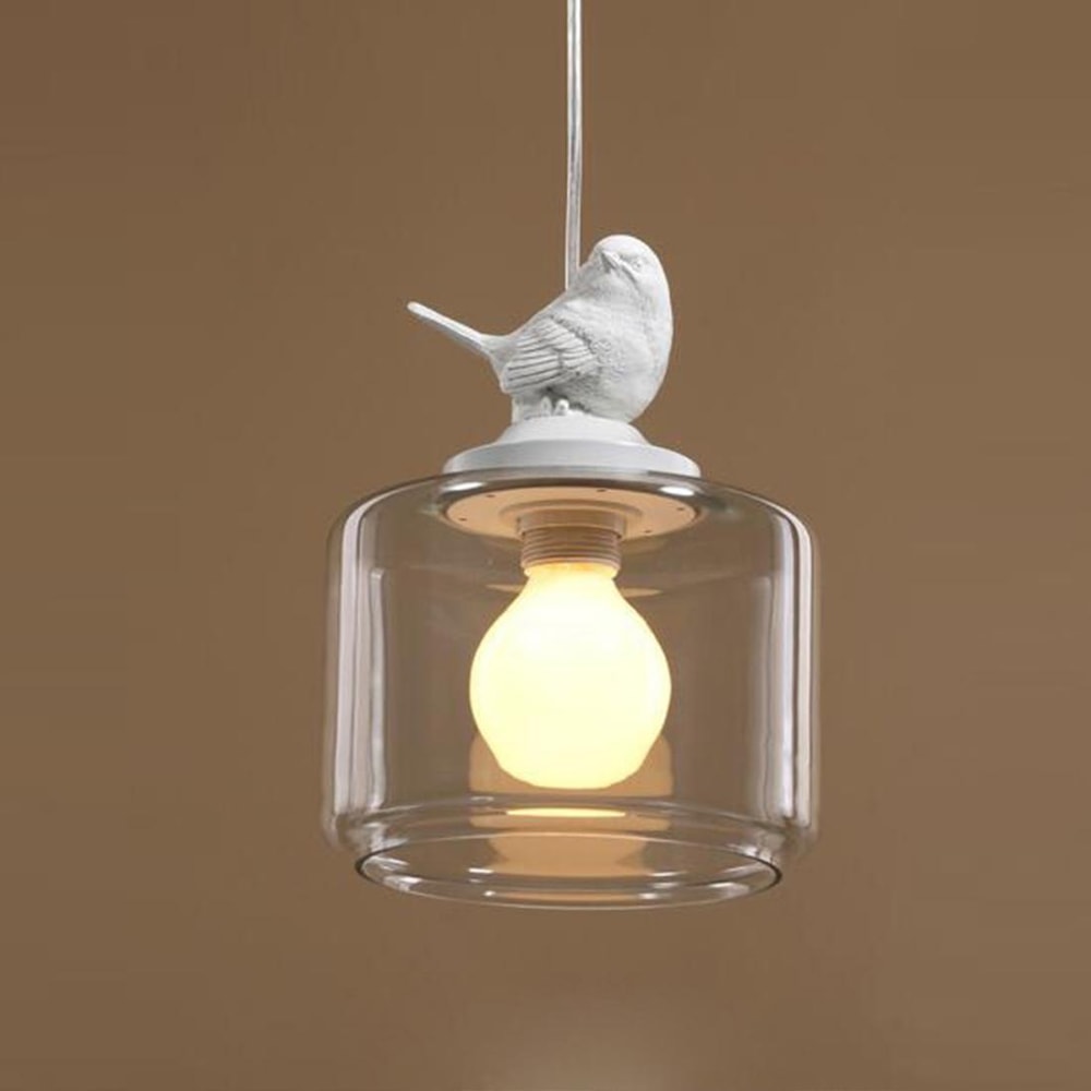 Nordic Glass Birdcage Pendant Light Modern Hanging Lamp for Kitchen Dining Bedroom