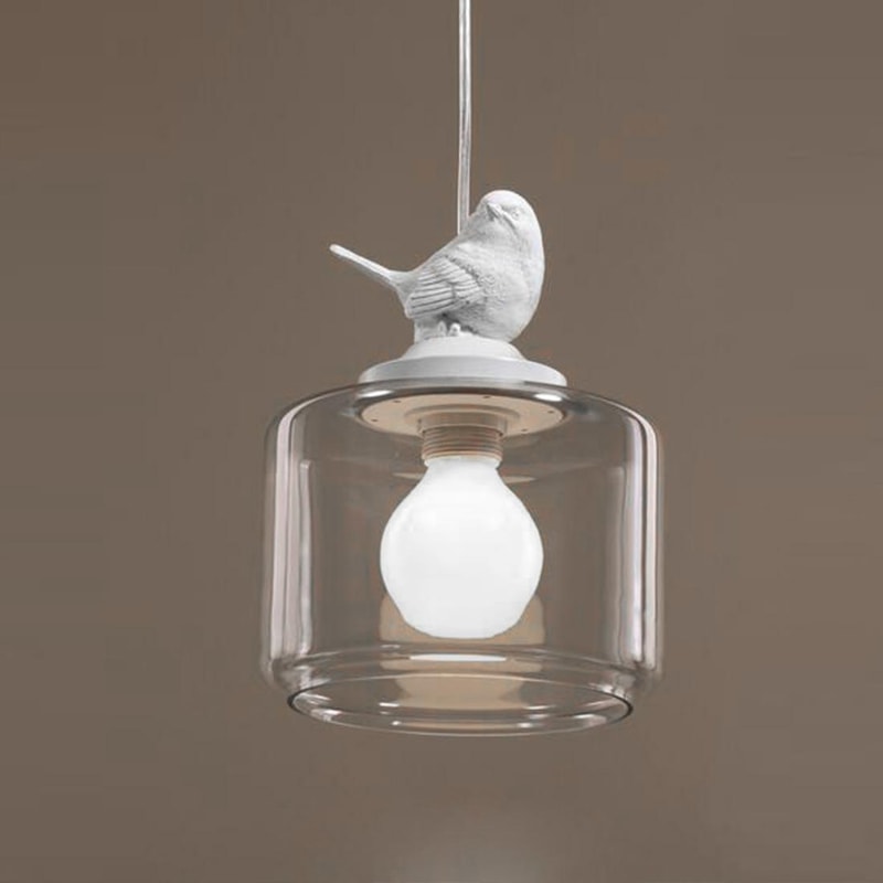 Nordic Glass Birdcage Pendant Light Modern Hanging Lamp for Kitchen Dining Bedroom