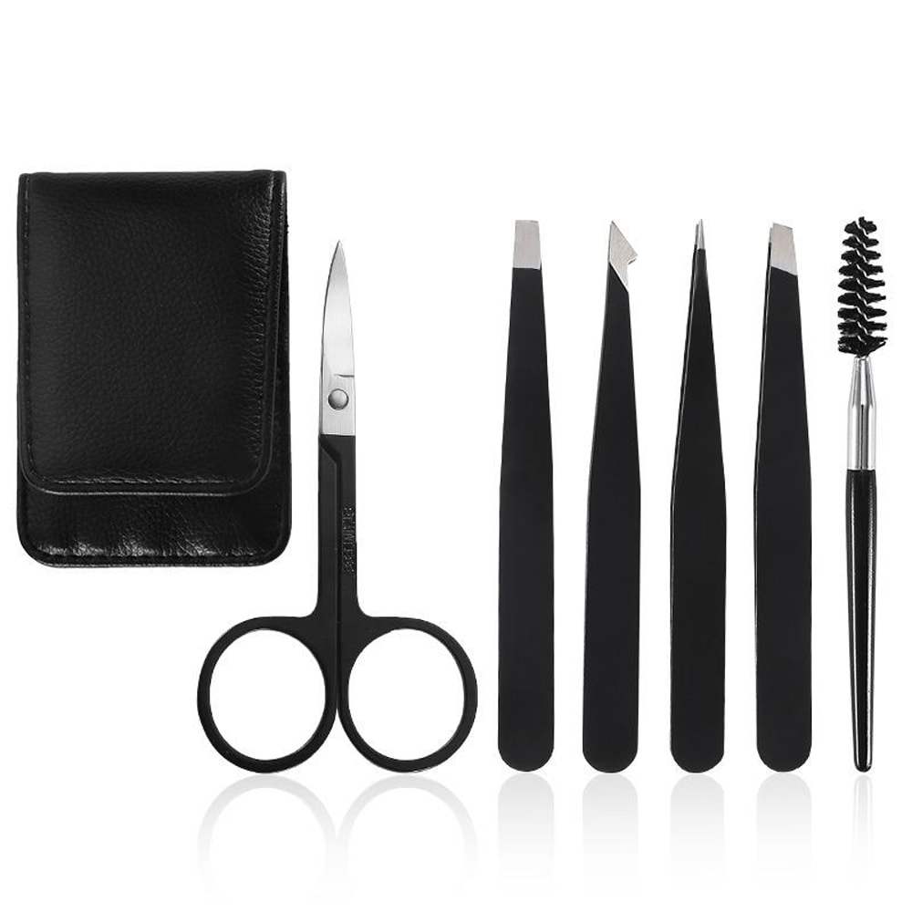 6 In 1 Precision Eyebrow Grooming Kit With Stainless Steel Tweezers Trimmer Set 7