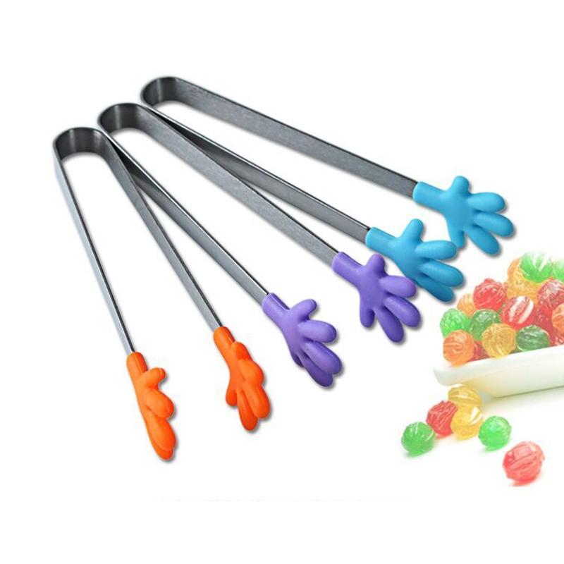 Silicone Stainless Steel Kitchen Tongs BBQ Ice Tong Salad Serving Clip Multipurpose Cooking Tool