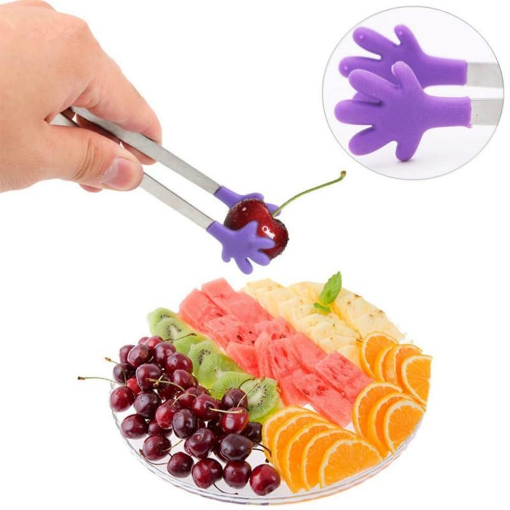 Silicone Stainless Steel Kitchen Tongs BBQ Ice Tong Salad Serving Clip Multipurpose Cooking Tool