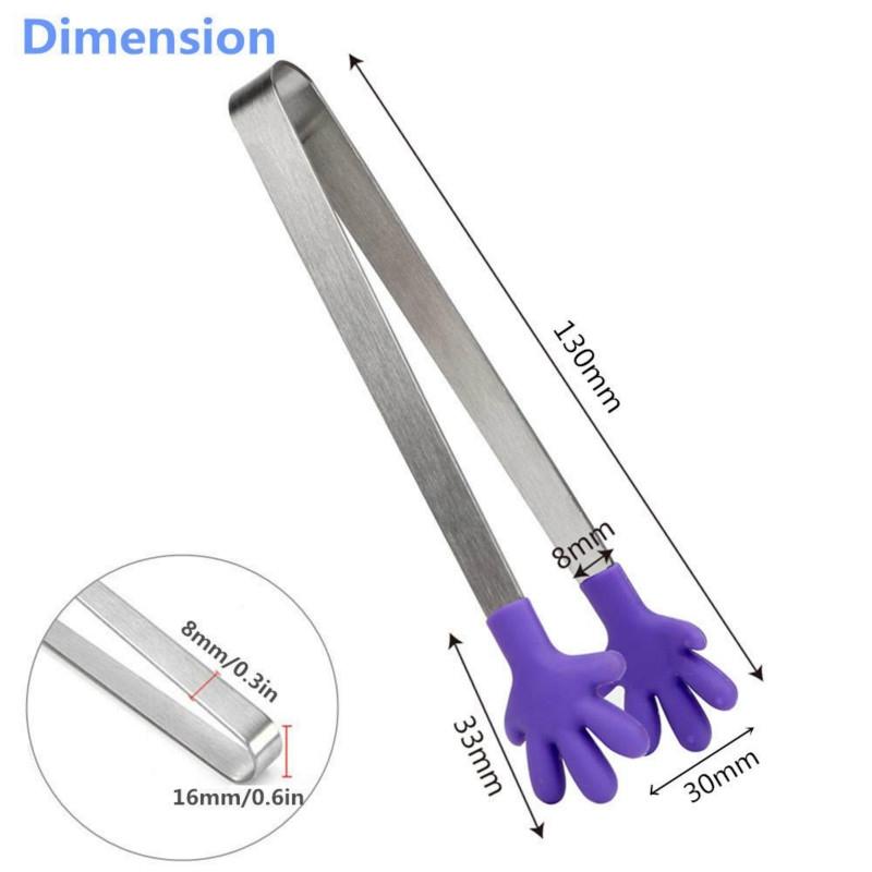 Silicone Stainless Steel Kitchen Tongs BBQ Ice Tong Salad Serving Clip Multipurpose Cooking Tool