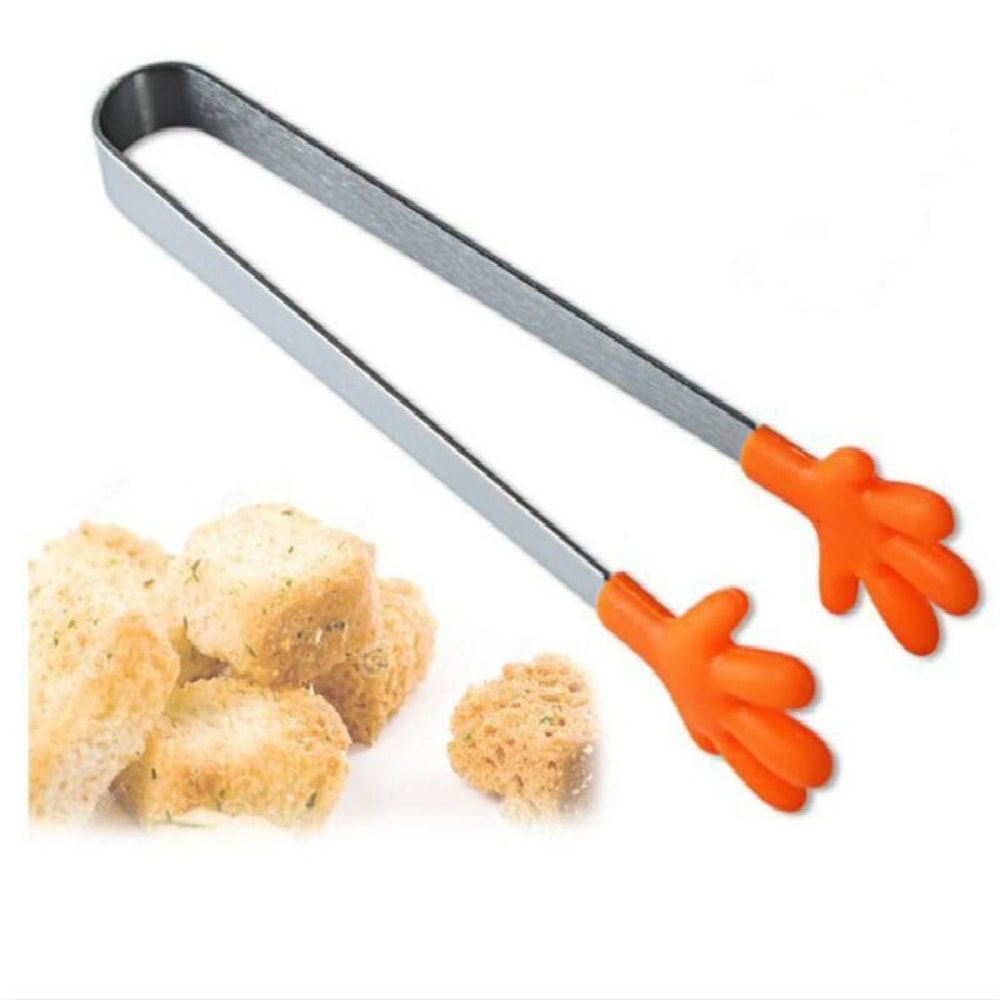 Silicone Stainless Steel Kitchen Tongs BBQ Ice Tong Salad Serving Clip Multipurpose Cooking Tool