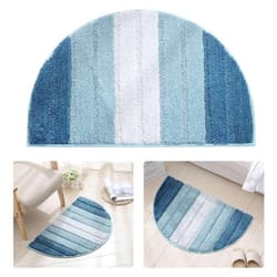 stripe pattern non-slip microfiber kitchen floor mat semi elliptical 50x80cm absorbent rug light blue