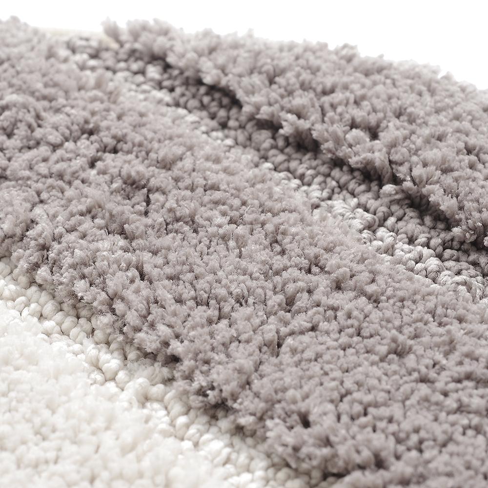 Stripe Pattern Non-Slip Microfiber Kitchen Floor Mat Semi Elliptical 50x80cm Absorbent Rug Light Blue