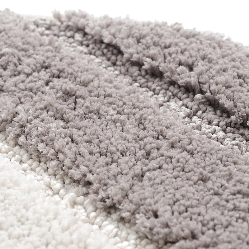 Stripe Pattern Non-Slip Microfiber Kitchen Floor Mat Semi Elliptical 50x80cm Absorbent Rug Light Blue