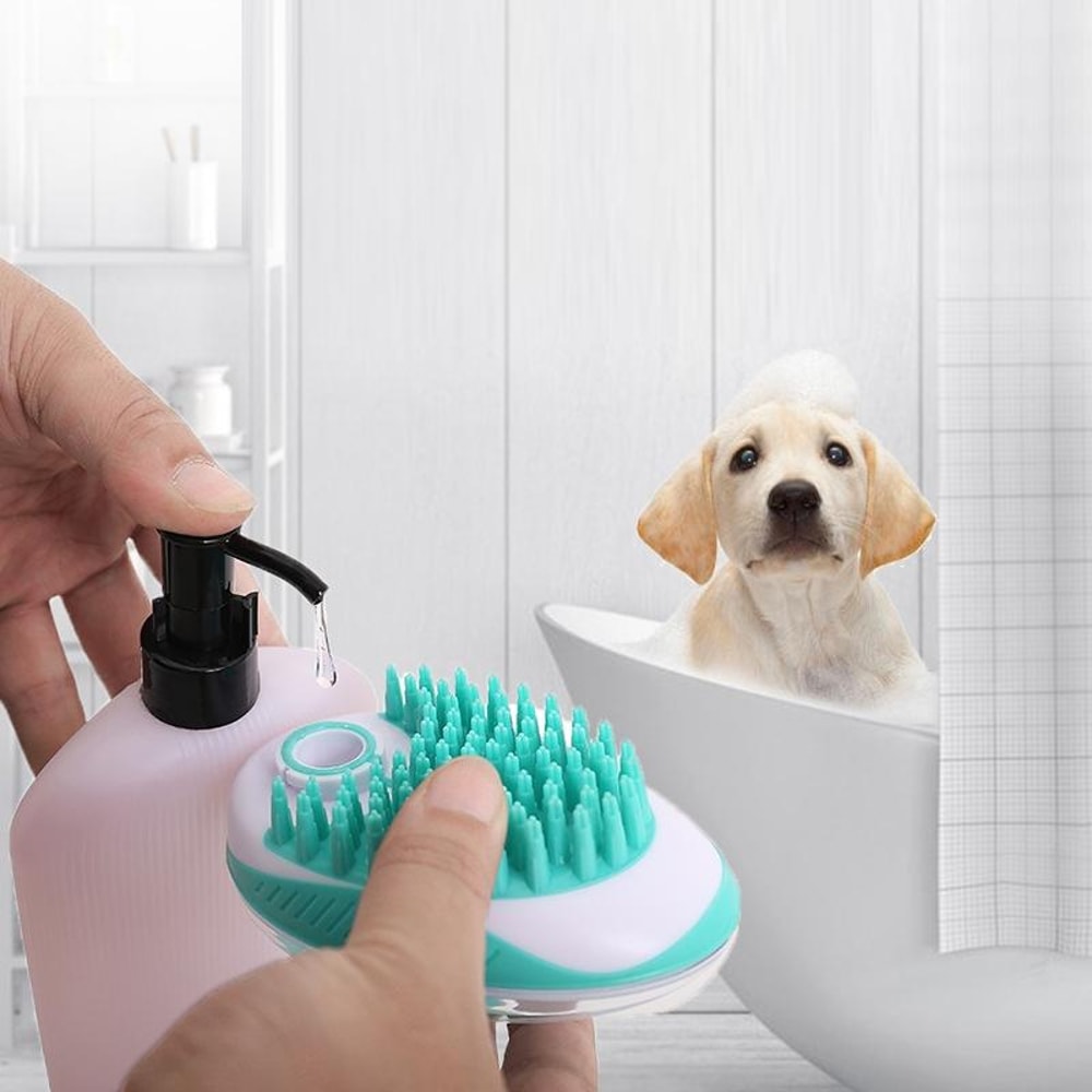 Dog Bath Brush With Shampoo Dispenser For Cats And Dogs 5