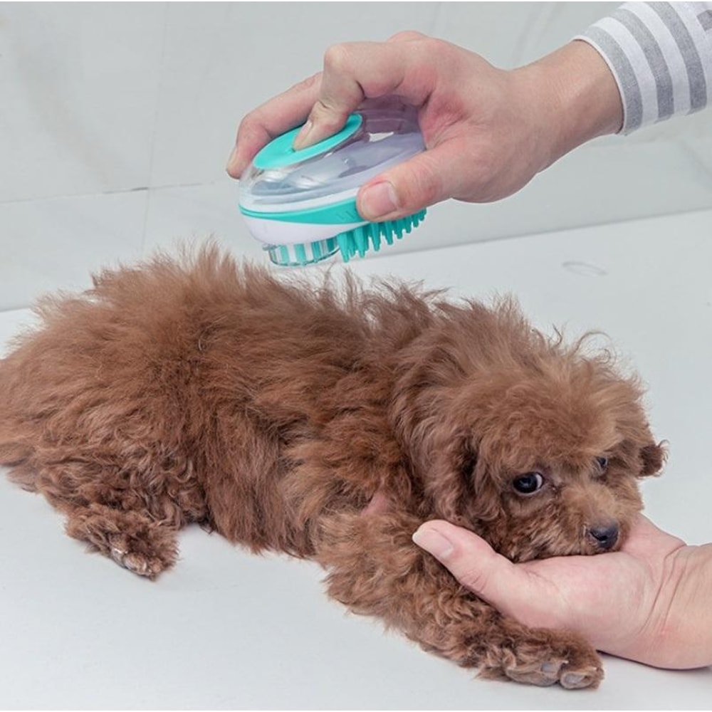 Dog Bath Brush With Shampoo Dispenser For Cats And Dogs 1