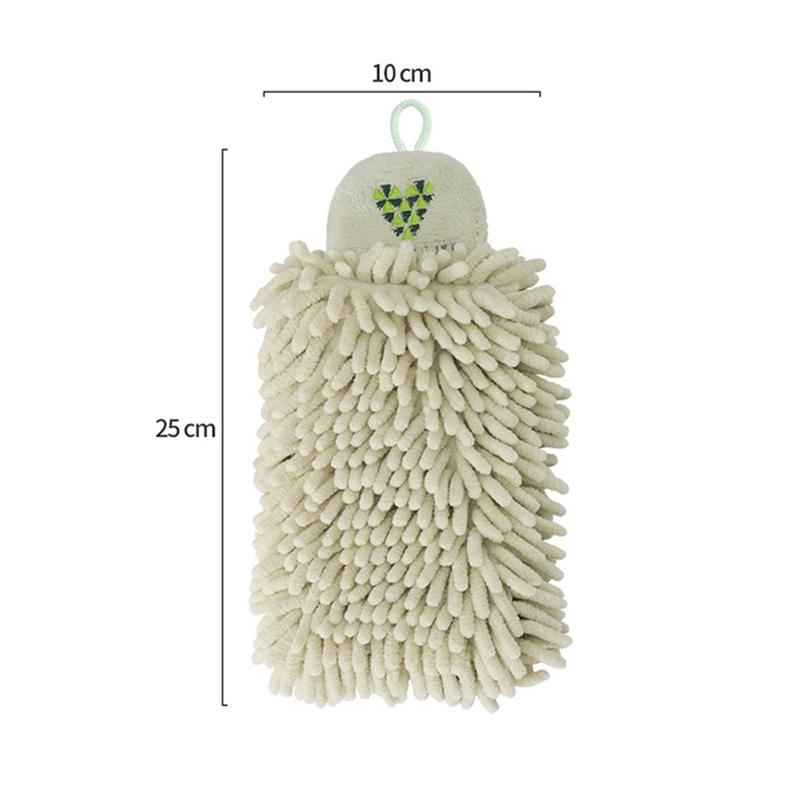 Cartoon Embroidered Quick Dry Hanging Kitchen Hand Towel Yellow Chenille Absorbent Kitchen Towel