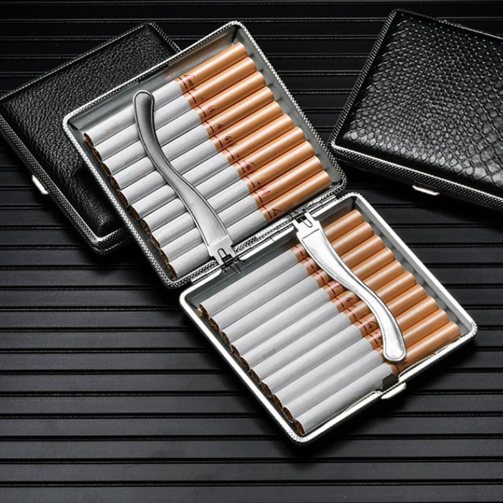 Slim Leather Cigarette Case Portable Holder With Moisture Protection 1