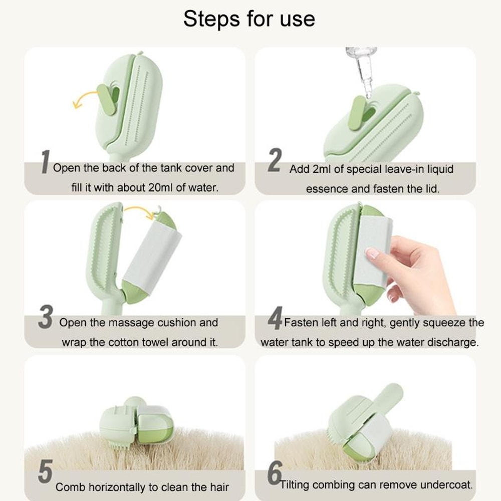 Steam Release Pet Grooming Brush With Water Tank Gentle Pet Hair Remover Dog Cat Grooming Comb 8