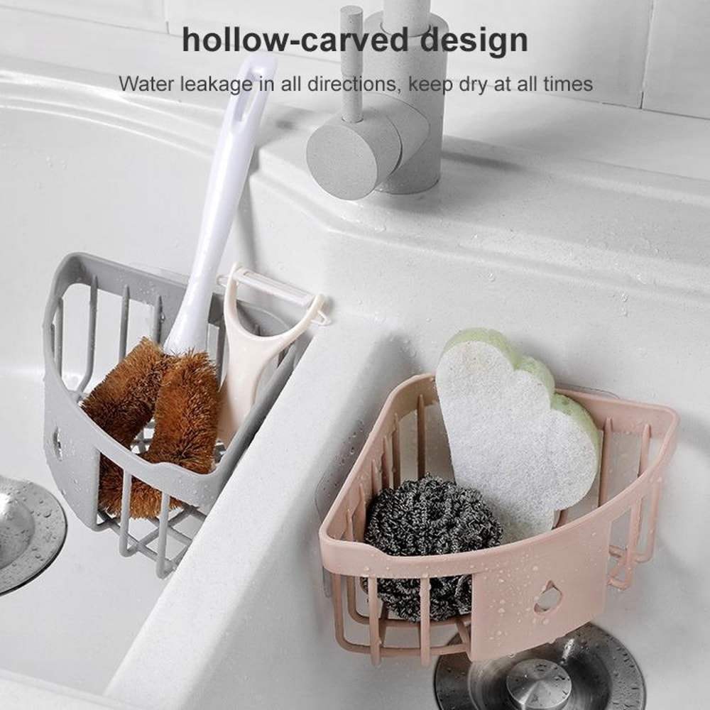 Triangle Wall Mounted Bathroom Kitchen Corner Storage Rack Adhesive Sink Organizer For Space Saving 5