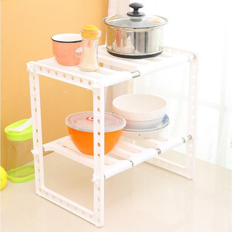 Adjustable Stainless Steel Sink Organizer Double Layer Telescopic Kitchen Storage Rack