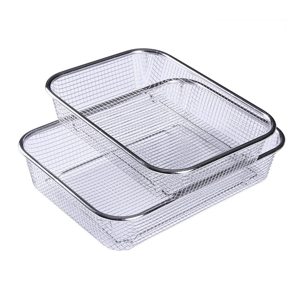 Stainless Steel Fruit and Vegetable Washing and Draining Basket Rectangular Kitchen Storage Colander
