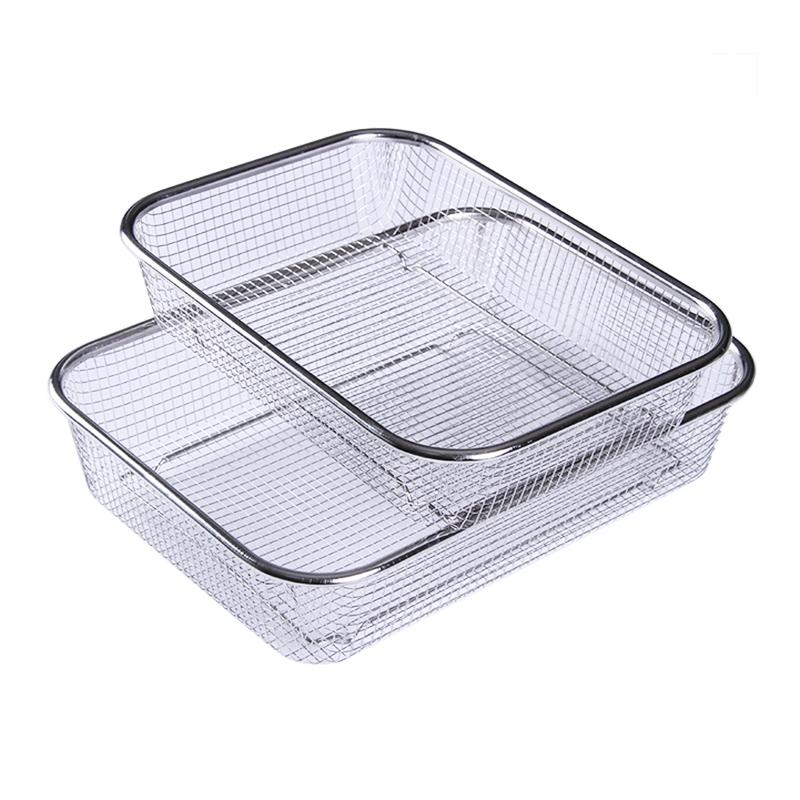 Stainless Steel Fruit and Vegetable Washing and Draining Basket Rectangular Kitchen Storage Colander