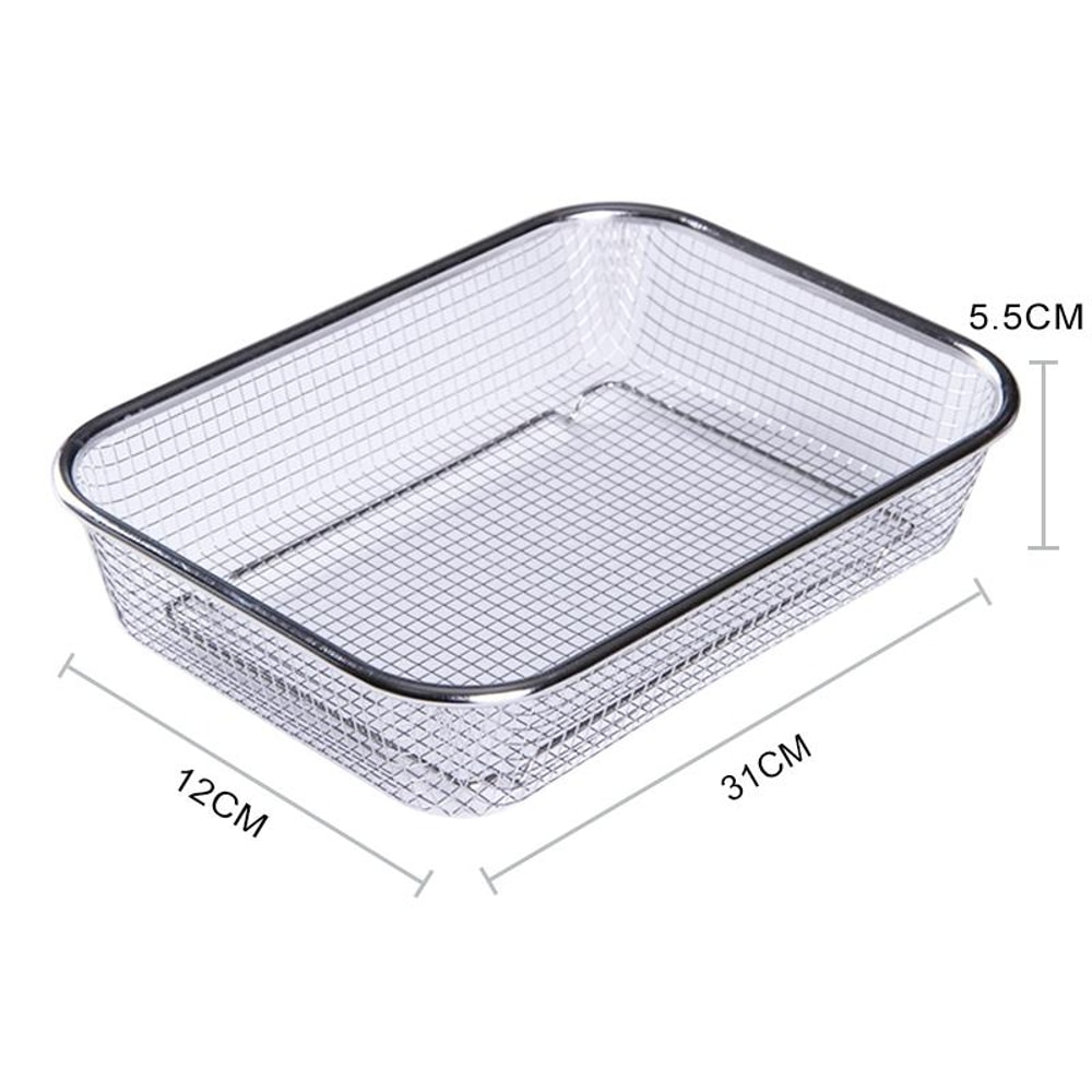 Stainless Steel Fruit and Vegetable Washing and Draining Basket Rectangular Kitchen Storage Colander