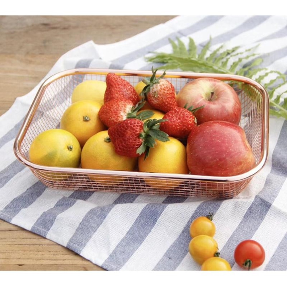 Stainless Steel Fruit and Vegetable Washing and Draining Basket Rectangular Kitchen Storage Colander