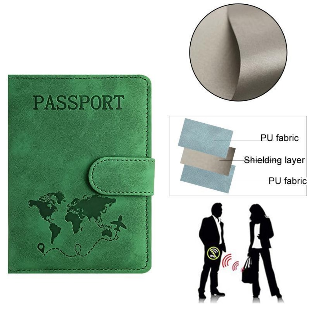 RFID Blocking Travel Wallet Passport Holder With Card Slots Magnetic Closure 2