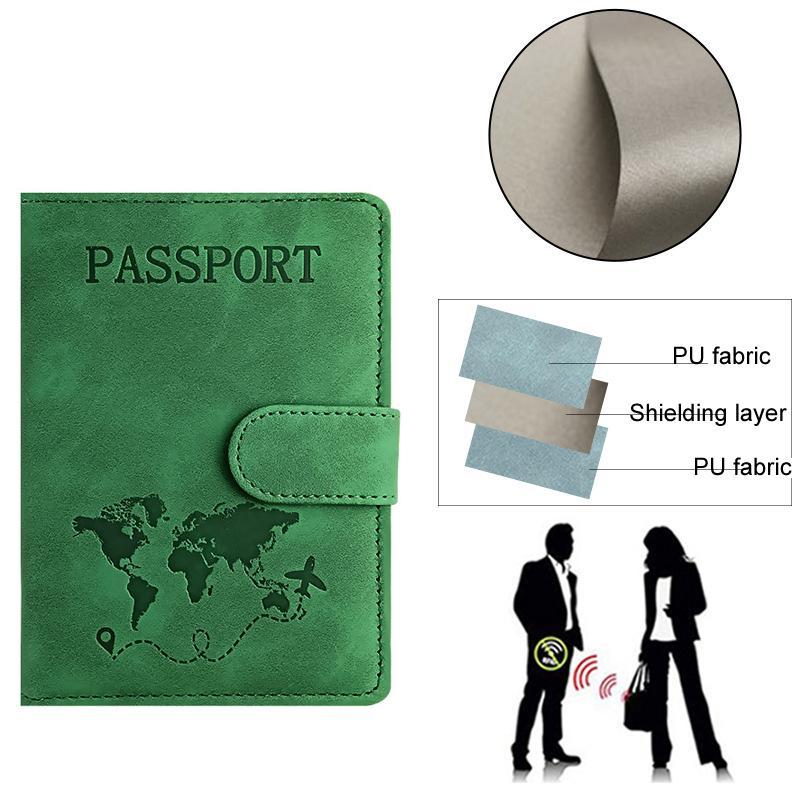 RFID Blocking Travel Wallet Passport Holder With Card Slots Magnetic Closure 2