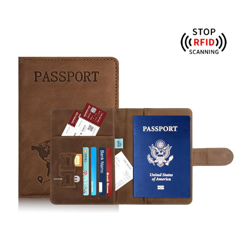 RFID Blocking Travel Wallet Passport Holder With Card Slots Magnetic Closure 9