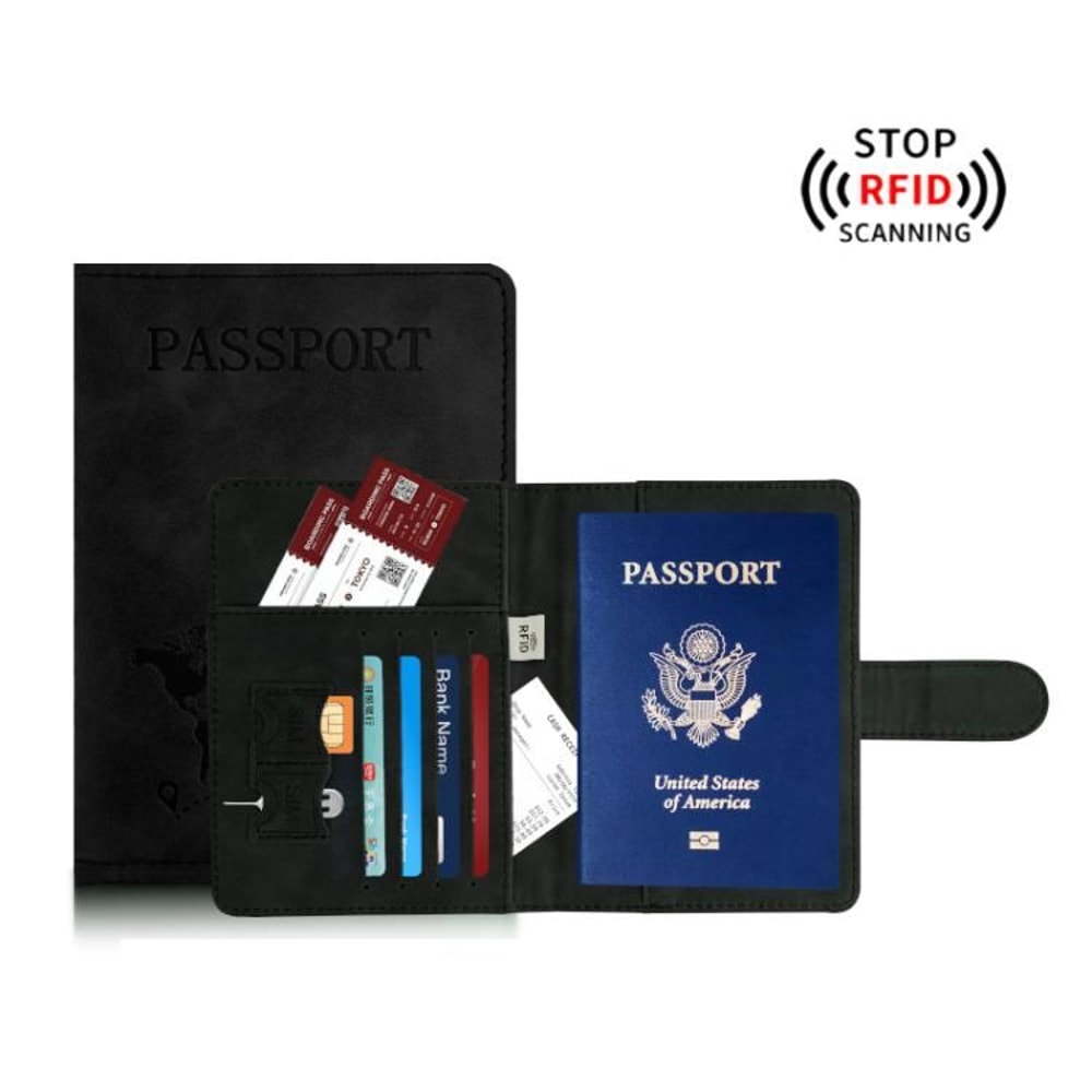 RFID Blocking Travel Wallet Passport Holder With Card Slots Magnetic Closure 6