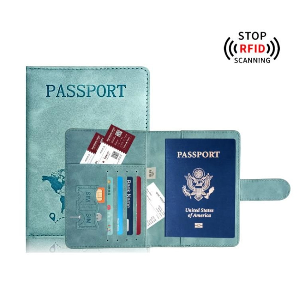 RFID Blocking Travel Wallet Passport Holder With Card Slots Magnetic Closure 7