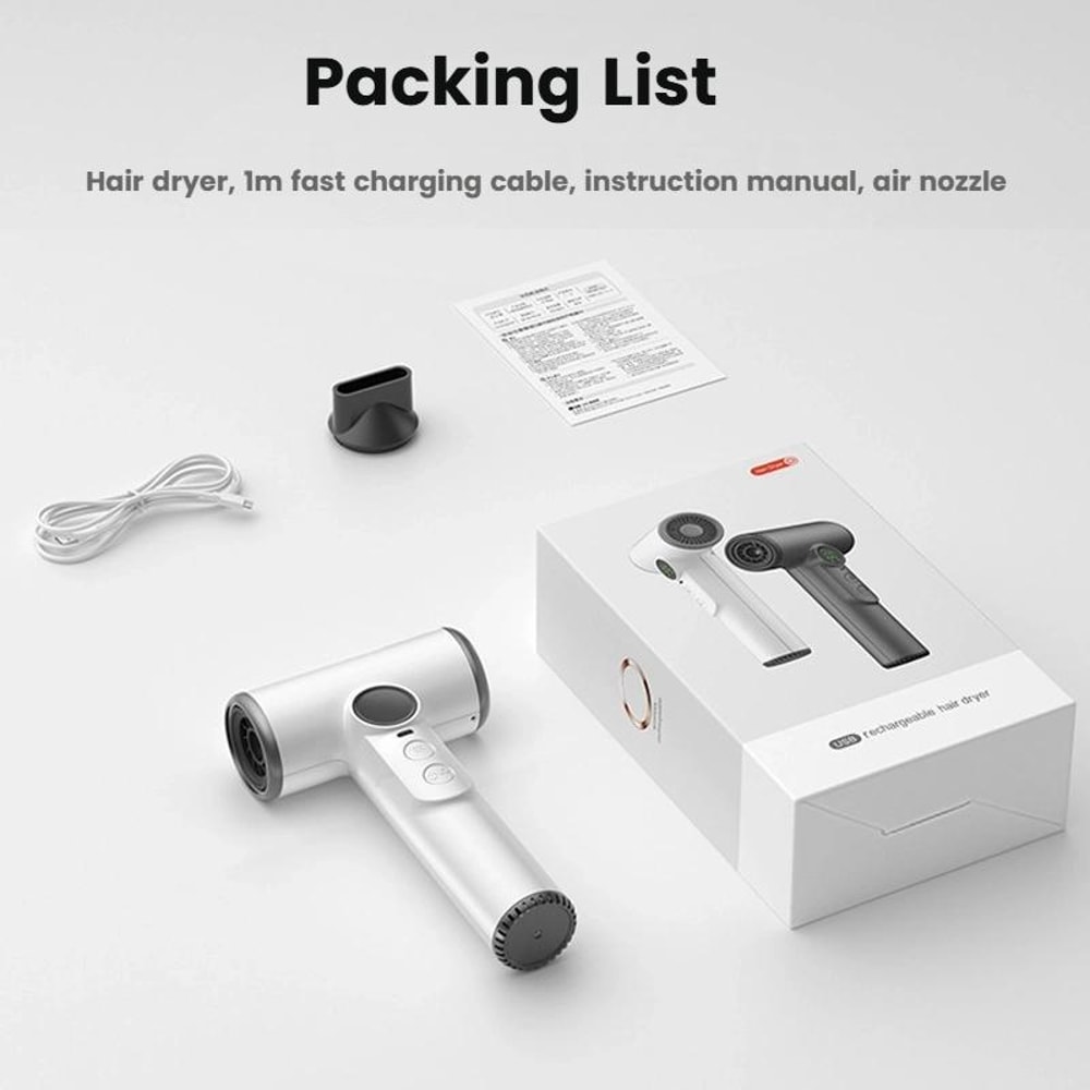 Cordless Wireless Hair Dryer With 30000 RPM Motor Adjustable Heat Airflow 2