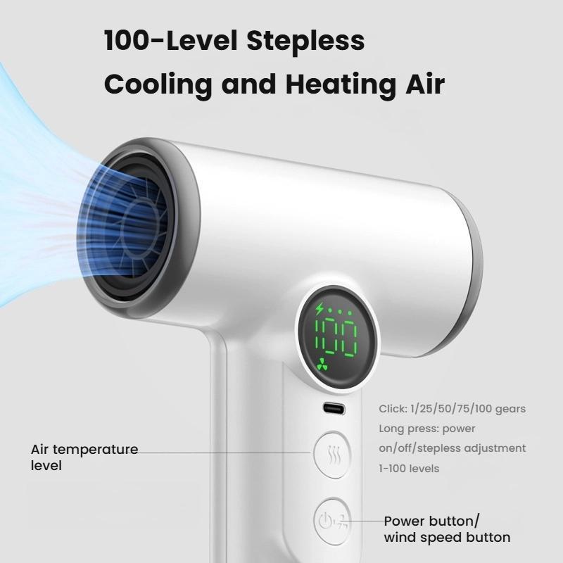 Cordless Wireless Hair Dryer With 30000 RPM Motor Adjustable Heat Airflow 3