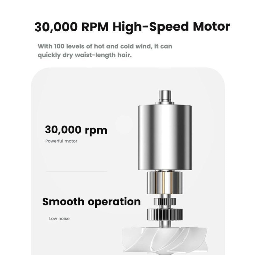 Cordless Wireless Hair Dryer With 30000 RPM Motor Adjustable Heat Airflow 4