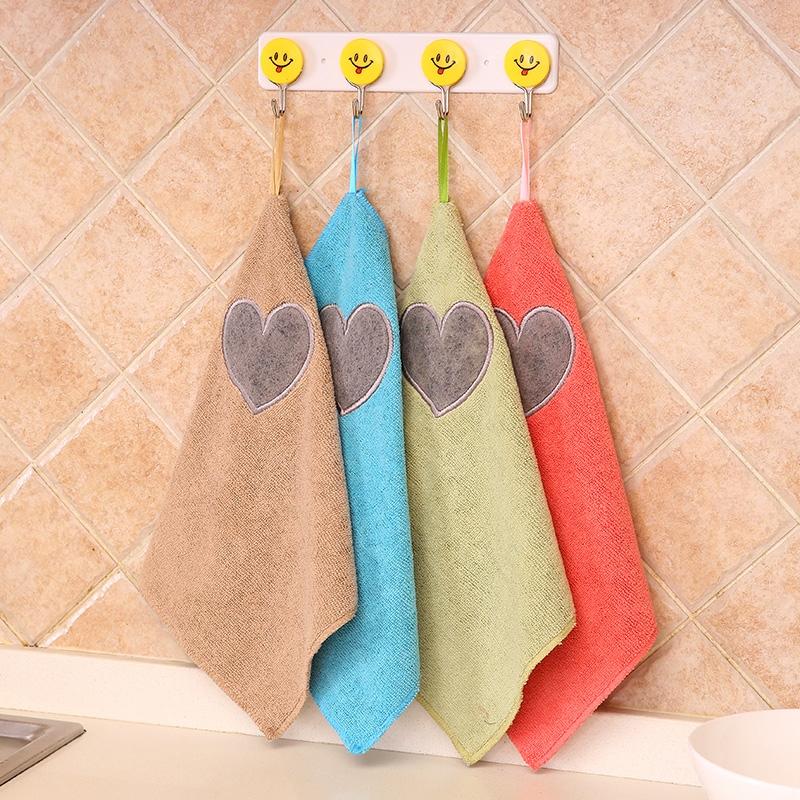 Cute Heart Pattern Microfiber Kitchen Hand Towel Super Absorbent Dish Cleaning Cloth For Home Use 5