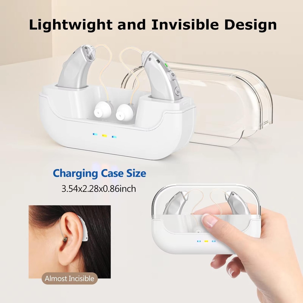 Smart BTE Hearing Aids With Charging Case Noise Cancelling Rechargeable Sound Amplifier 5