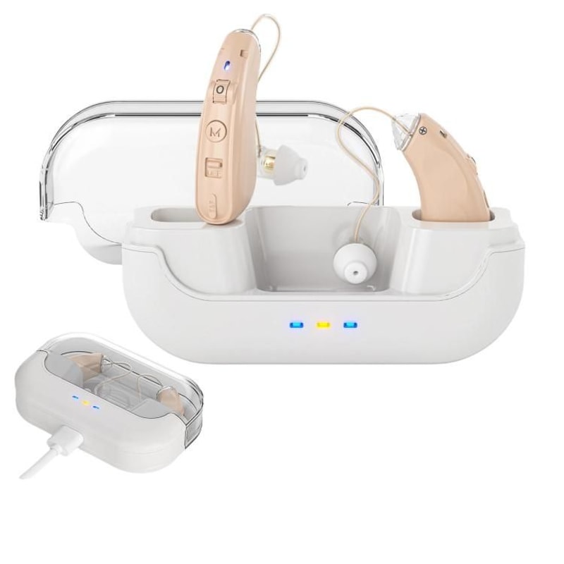 Smart BTE Hearing Aids With Charging Case Noise Cancelling Rechargeable Sound Amplifier 8