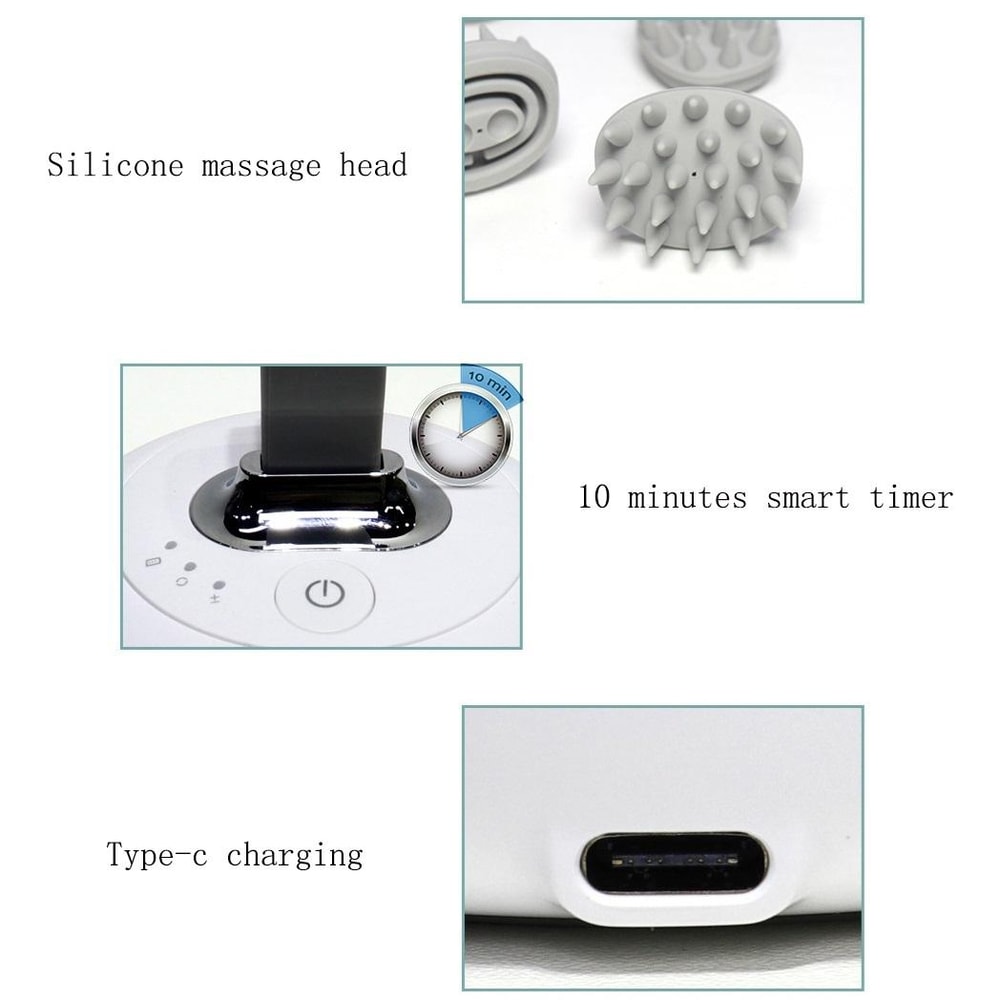 Electric Scalp Massager With Silicone Nodes Portable Head Massager For Stress Relief Hair Care 3