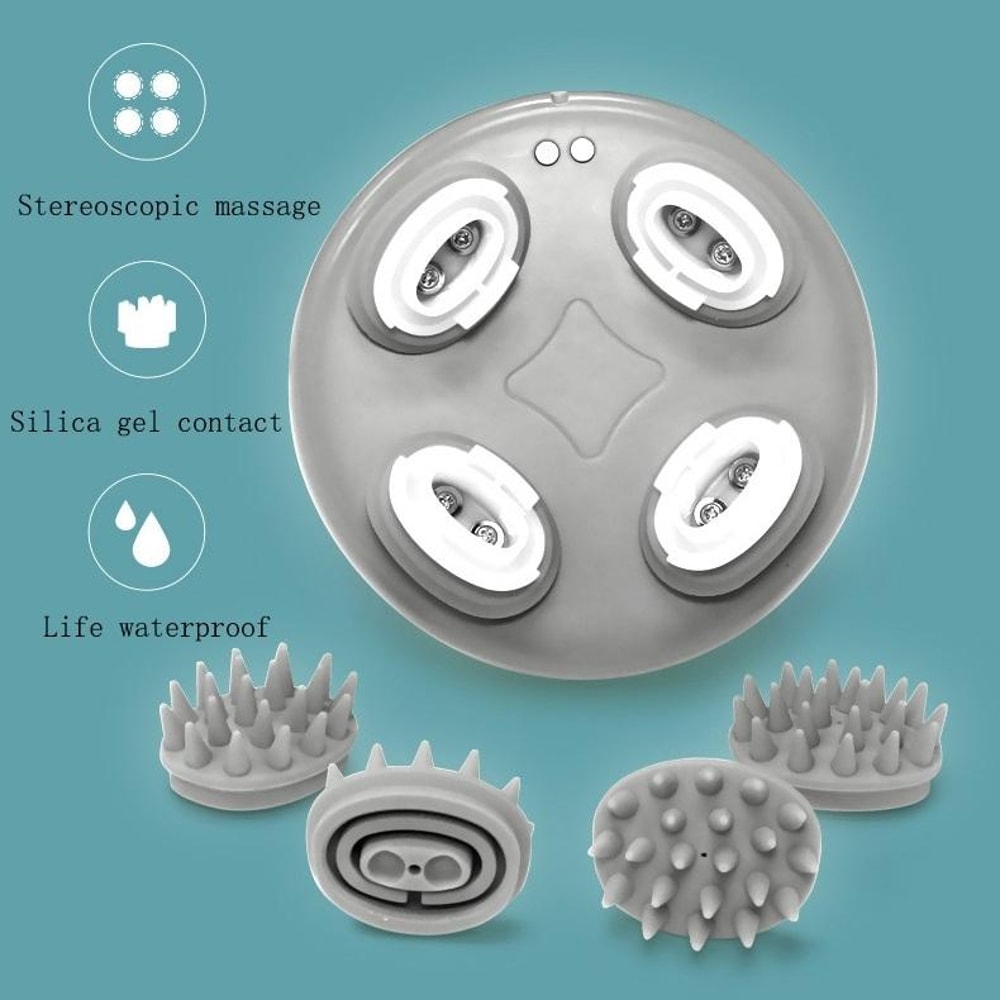 Electric Scalp Massager With Silicone Nodes Portable Head Massager For Stress Relief Hair Care 4