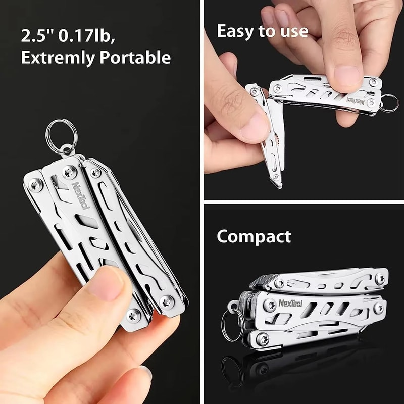 Mini Multitool 10 In 1 Compact Pocket Knife EDC Keychain Tool 7