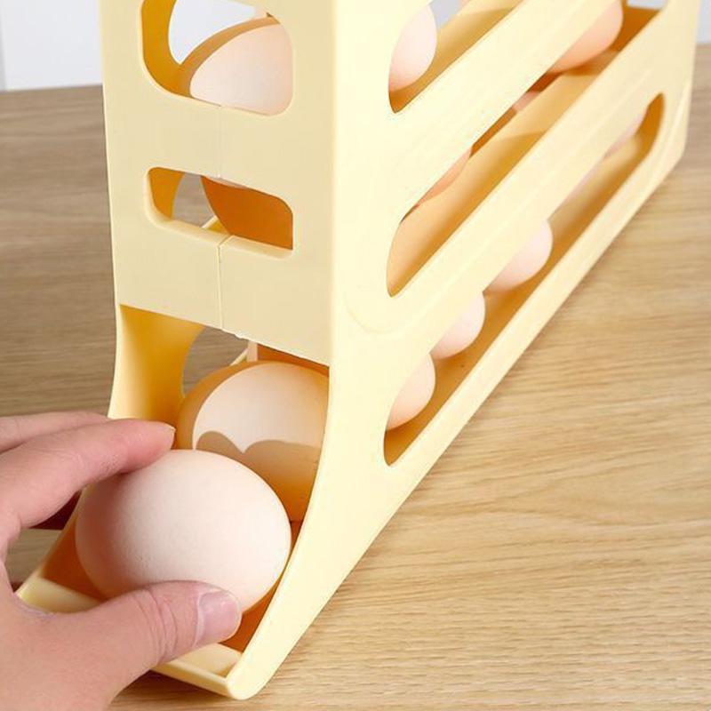 2pcsAutomatic Rolling Egg Holder Organizer For Fridge With 4 Layer Stackable Egg Tray 1