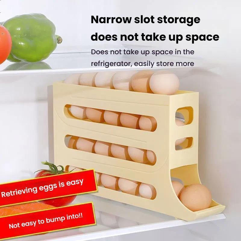 2pcsAutomatic Rolling Egg Holder Organizer For Fridge With 4 Layer Stackable Egg Tray 4