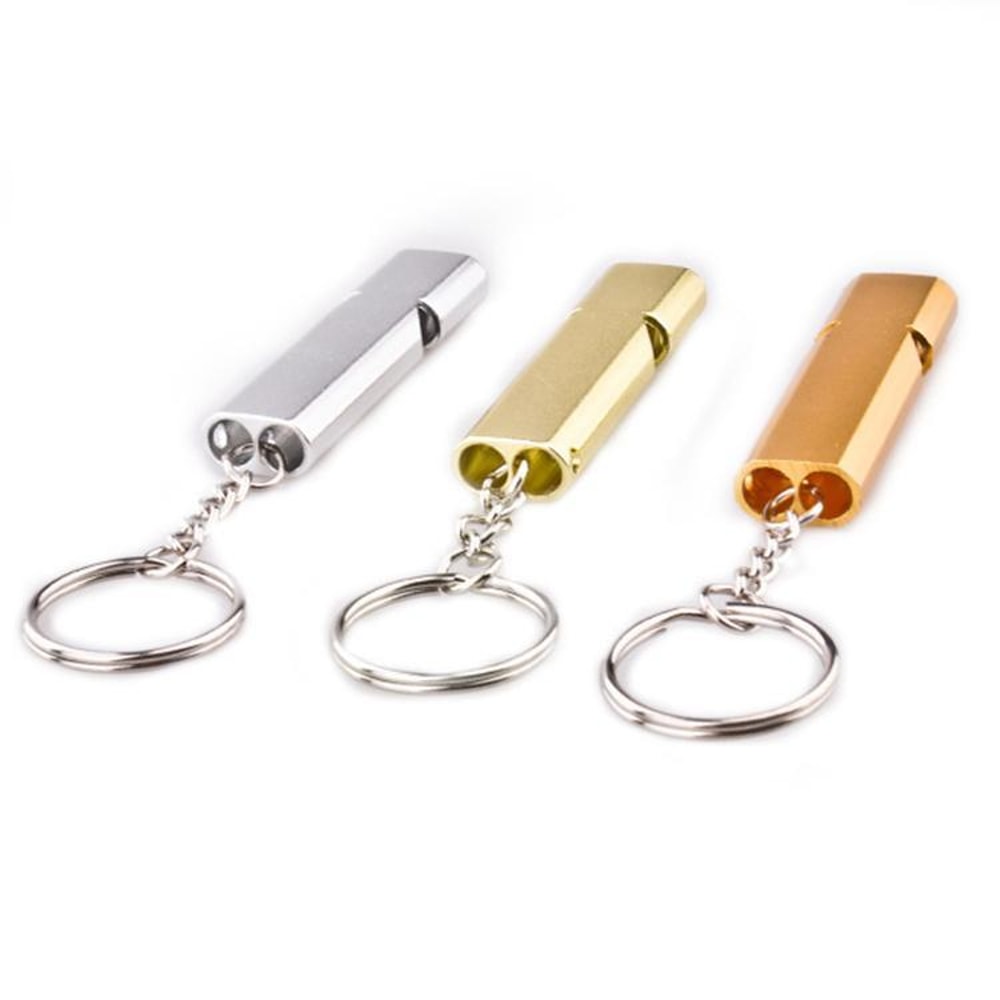 Aluminum Survival Whistle With Key Ring Loud Double Tube Emergency Safety Whistle For Kids Outdoor 0