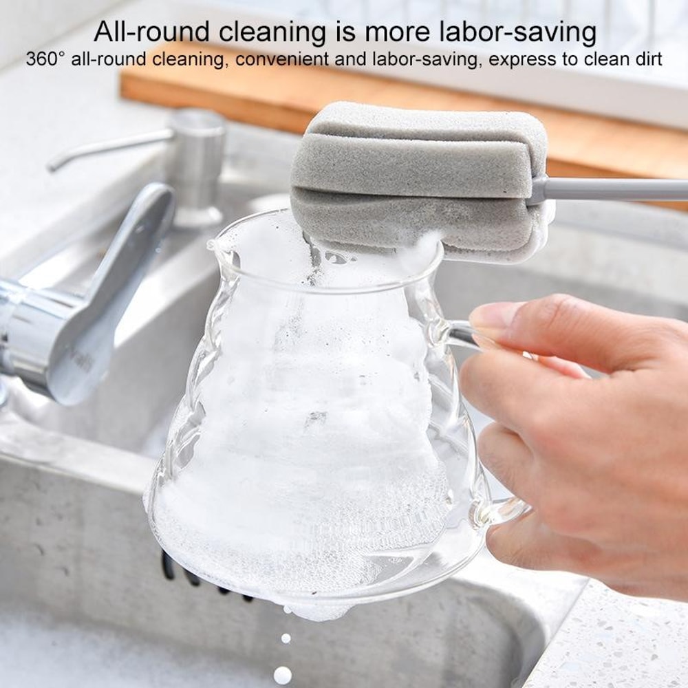 Long Handle Bottle and Cup Cleaning Brush with Sponge Head Insulated Cup and Baby Bottle Cleaner