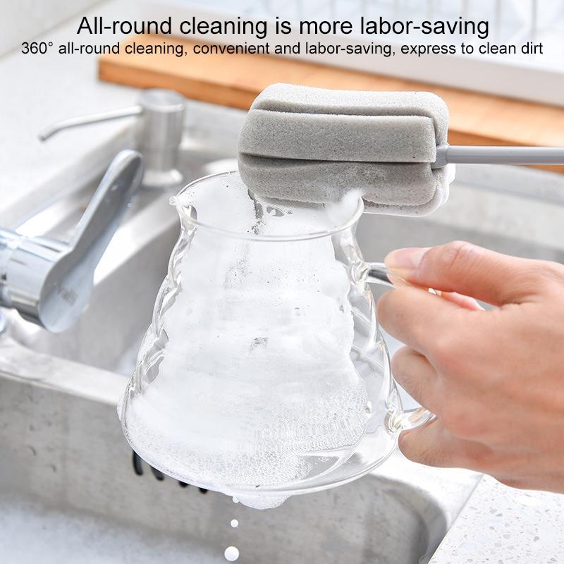 Long Handle Bottle and Cup Cleaning Brush with Sponge Head Insulated Cup and Baby Bottle Cleaner