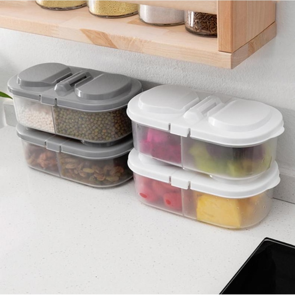 Double Grid Sealed Food Storage Containers Refrigerator Organizer for Multigrain and Kitchen Storage