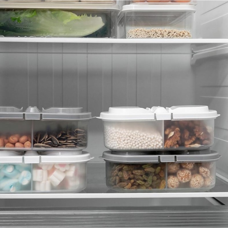 Double Grid Sealed Food Storage Containers Refrigerator Organizer for Multigrain and Kitchen Storage