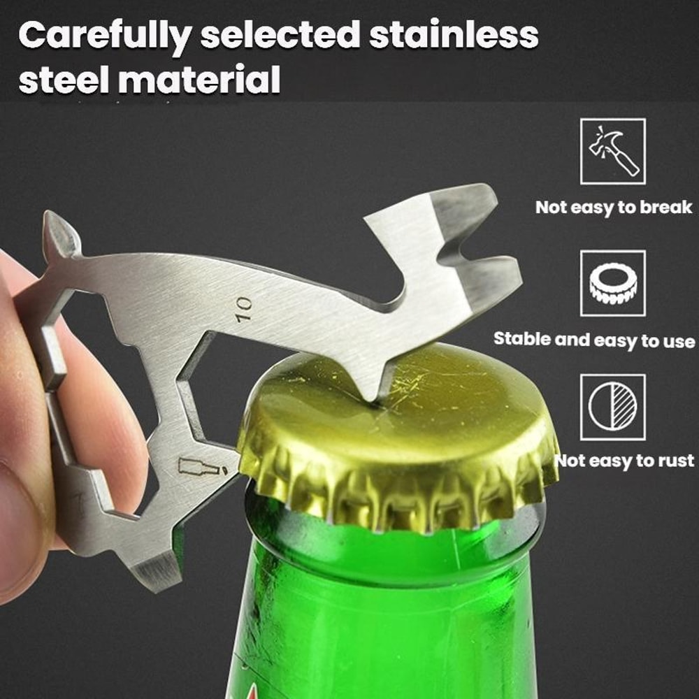 Shark Shape Multi Tool Card Stainless Steel Bottle Opener Tool Pocket EDC Survival Tool 4