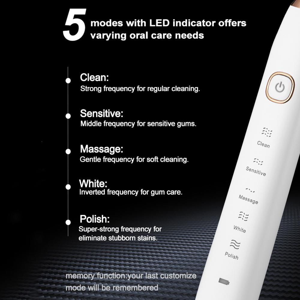 IPX7 Waterproof Sonic Electric Toothbrush With 8 Brush Heads And 5 Modes 4